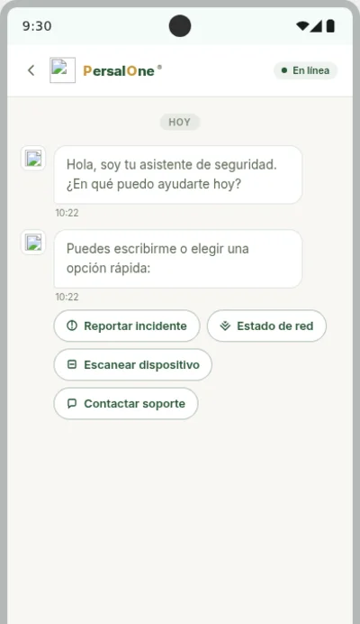 Pantalla de chat con asistente IA en PersalOne